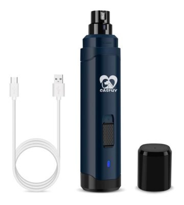 Casfuy Dog Nail Grinder Upgraded ?C Professional 2-Speed Electric Rechargeable Pet Nail Trimmer Painless Paws Grooming & Smoothing for Small Medium Large Dogs & Cats (Dark Blue)
