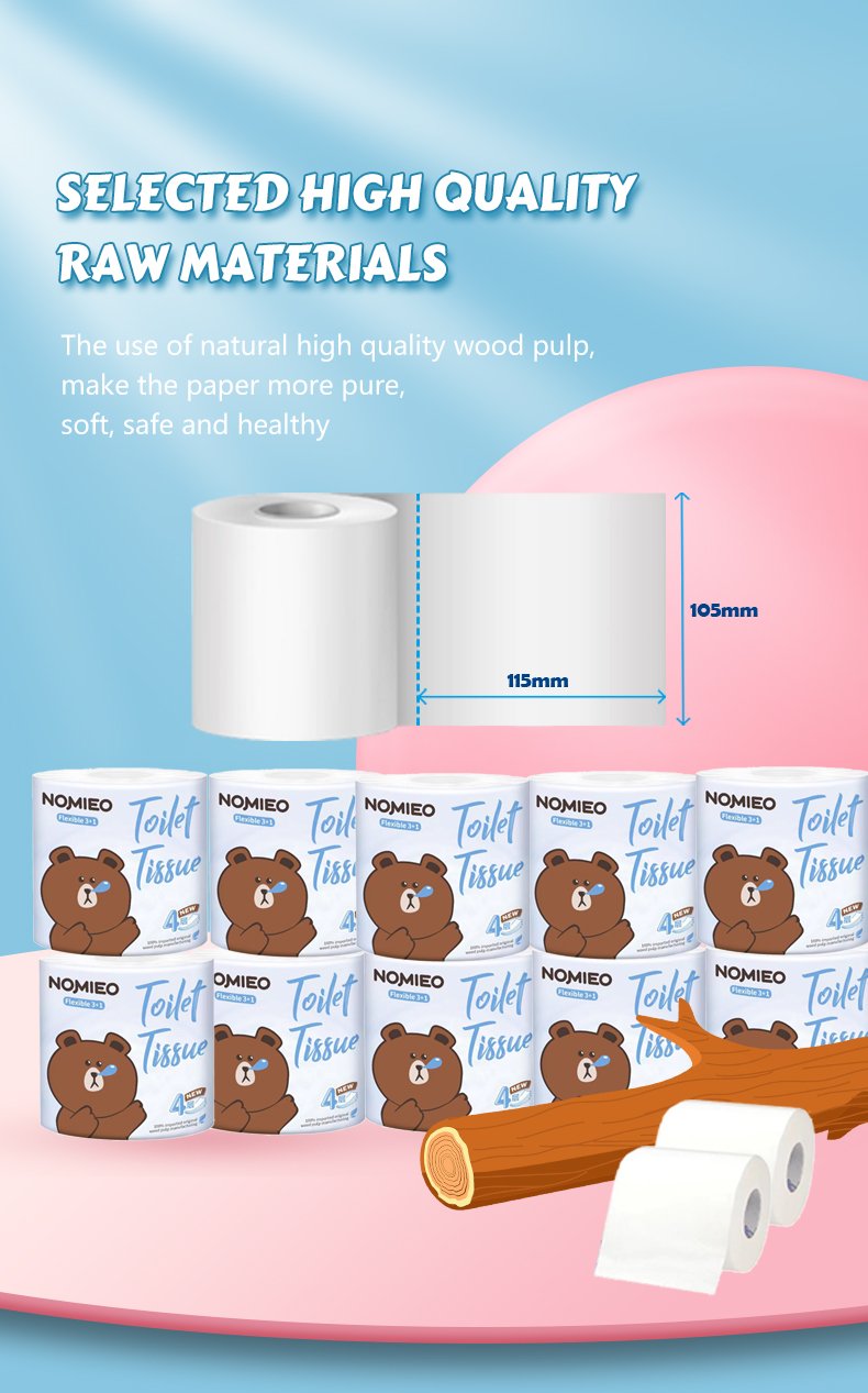 Selected raw material toilet paper