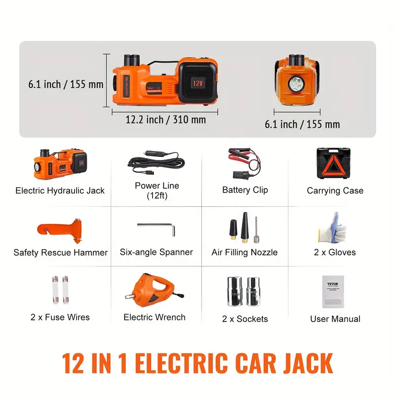 12 in 1 electric car jack kit accessories